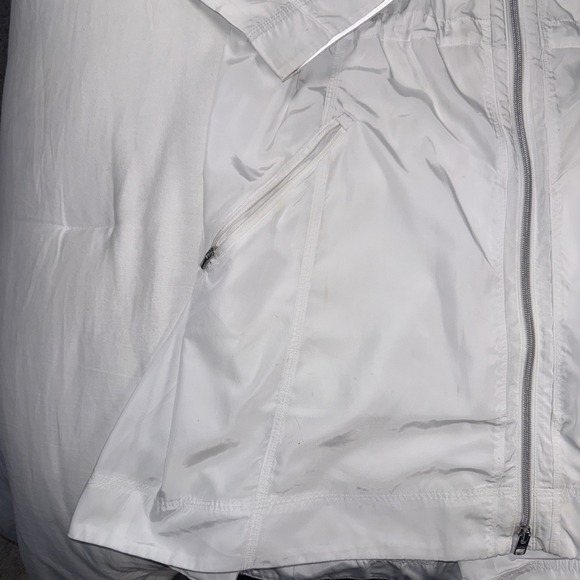 Athleta Rain Drop Jacket‎ Hooded Longline White Windbreaker Full Zip Women Large - Picture 5 of 16